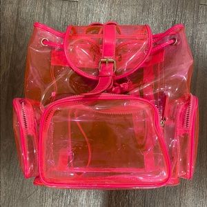 Neon pink transparent backpack